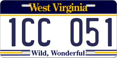WV license plate 1CC051