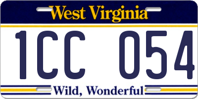 WV license plate 1CC054