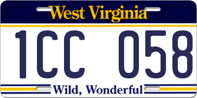 WV license plate 1CC058