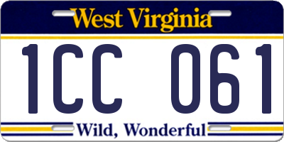 WV license plate 1CC061