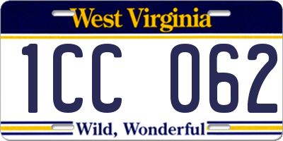 WV license plate 1CC062