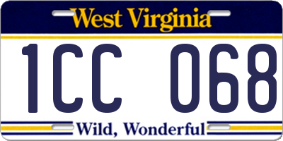 WV license plate 1CC068