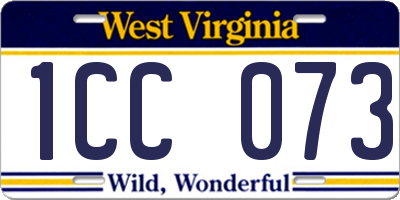 WV license plate 1CC073