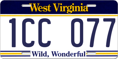 WV license plate 1CC077
