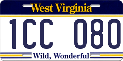 WV license plate 1CC080