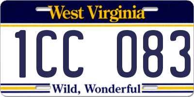 WV license plate 1CC083