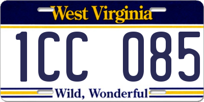WV license plate 1CC085