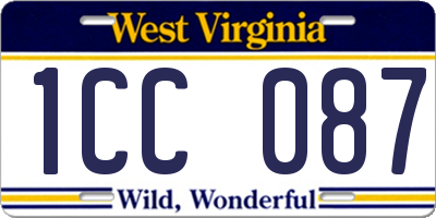 WV license plate 1CC087