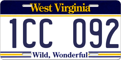 WV license plate 1CC092