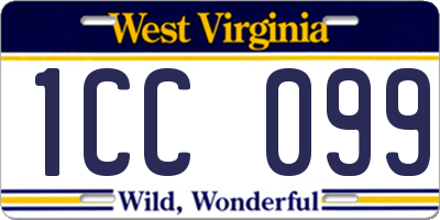 WV license plate 1CC099
