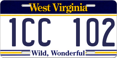 WV license plate 1CC102
