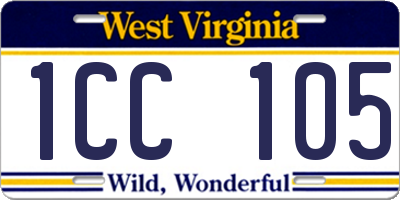 WV license plate 1CC105