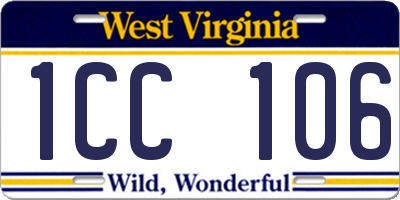 WV license plate 1CC106