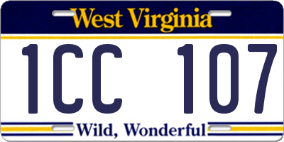 WV license plate 1CC107