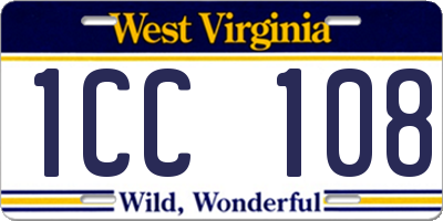 WV license plate 1CC108