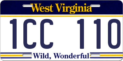 WV license plate 1CC110