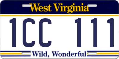 WV license plate 1CC111