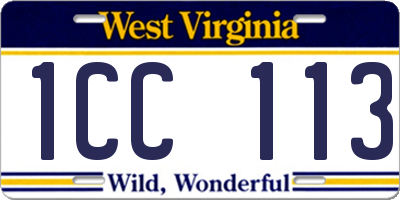 WV license plate 1CC113