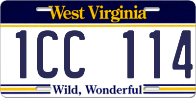 WV license plate 1CC114