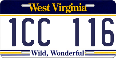 WV license plate 1CC116
