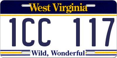 WV license plate 1CC117