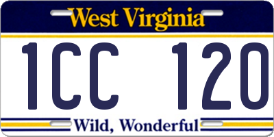 WV license plate 1CC120