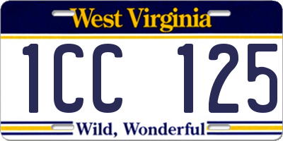 WV license plate 1CC125