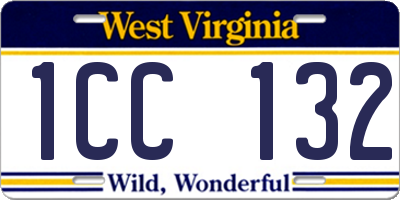 WV license plate 1CC132