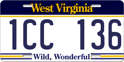 WV license plate 1CC136