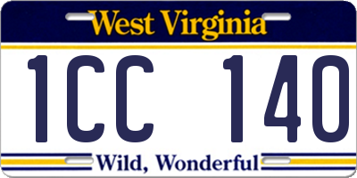 WV license plate 1CC140
