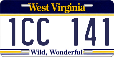 WV license plate 1CC141