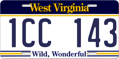 WV license plate 1CC143