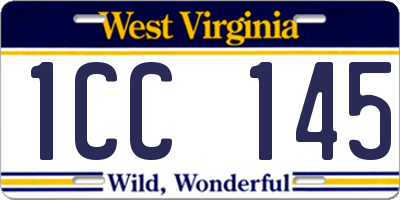 WV license plate 1CC145