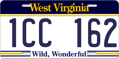 WV license plate 1CC162