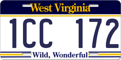 WV license plate 1CC172