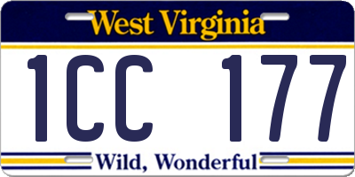 WV license plate 1CC177