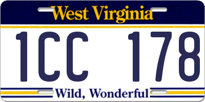 WV license plate 1CC178