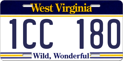 WV license plate 1CC180
