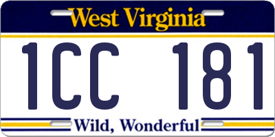 WV license plate 1CC181