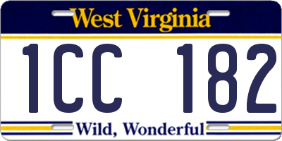 WV license plate 1CC182