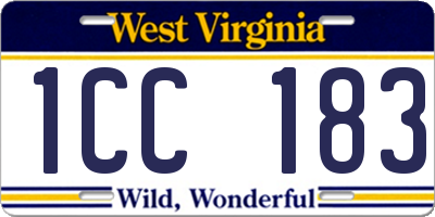 WV license plate 1CC183