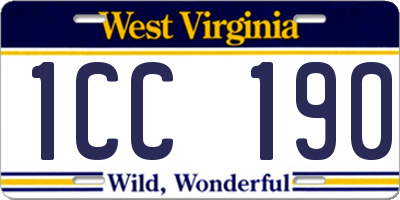 WV license plate 1CC190