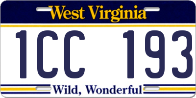 WV license plate 1CC193