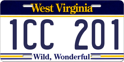 WV license plate 1CC201