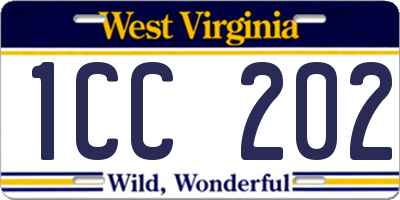 WV license plate 1CC202