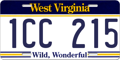 WV license plate 1CC215