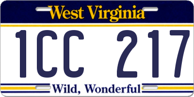 WV license plate 1CC217