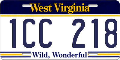 WV license plate 1CC218