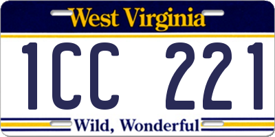 WV license plate 1CC221