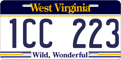 WV license plate 1CC223